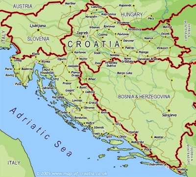 physical map of croatia